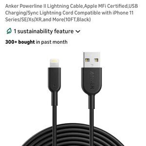 Anker Powerline II Lightning Cable USB Charging 10 ft